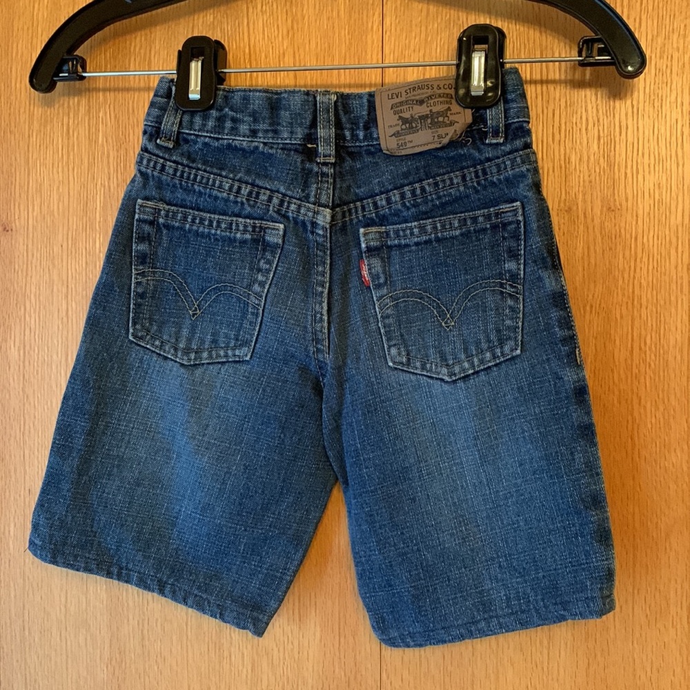 Levi’s size 7 slim relaxed fit cotton denim blue jean shorts adjustable waist